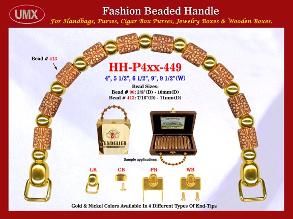 The wholesale handbag handles are fashioned from mixed pillow bead pattern Bali beads.