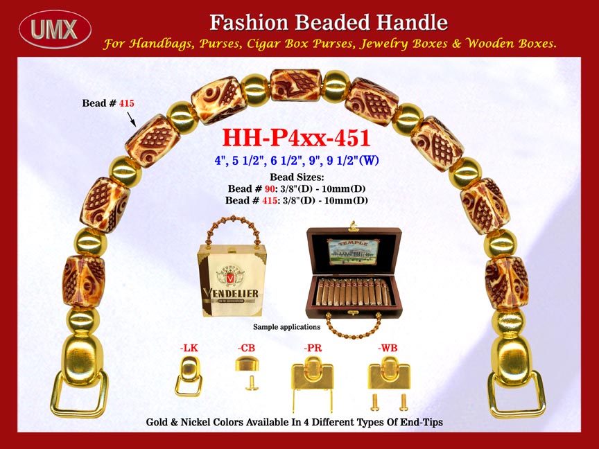 The wholesale handbag handles are fashioned from mixed Crafted Nugget Beads, Artful Tube Beads.