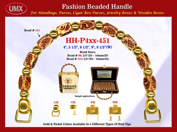 The wholesale handbag handles are fashioned from mixed Crafted Nugget Beads, Artful Tube Beads.