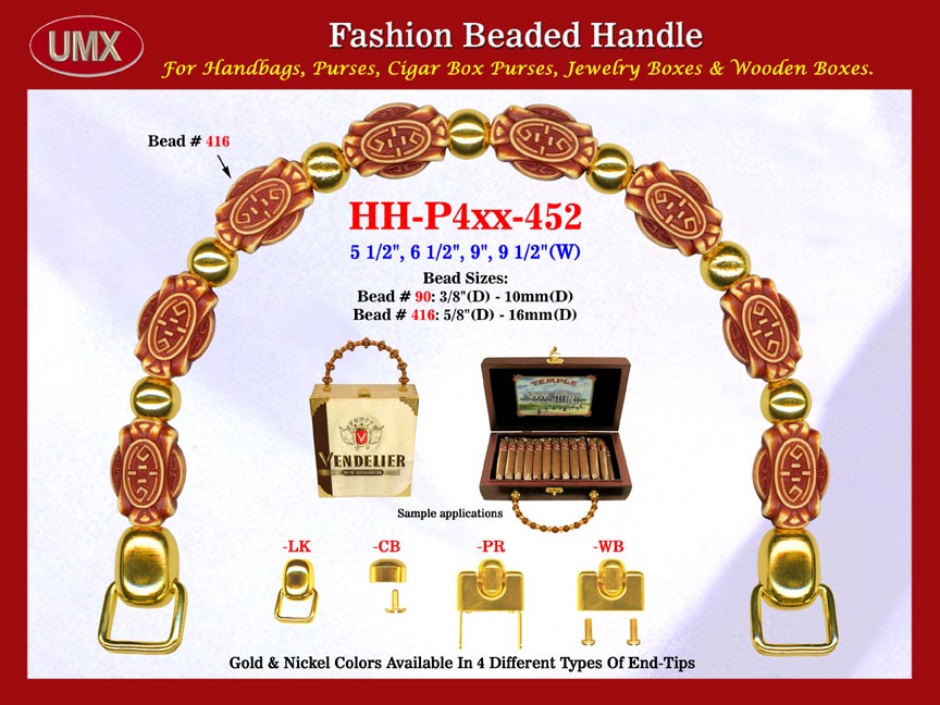 The wholesale handbag handles are fashioned from mixed designed art Bali beads, flat tube Bali beads.