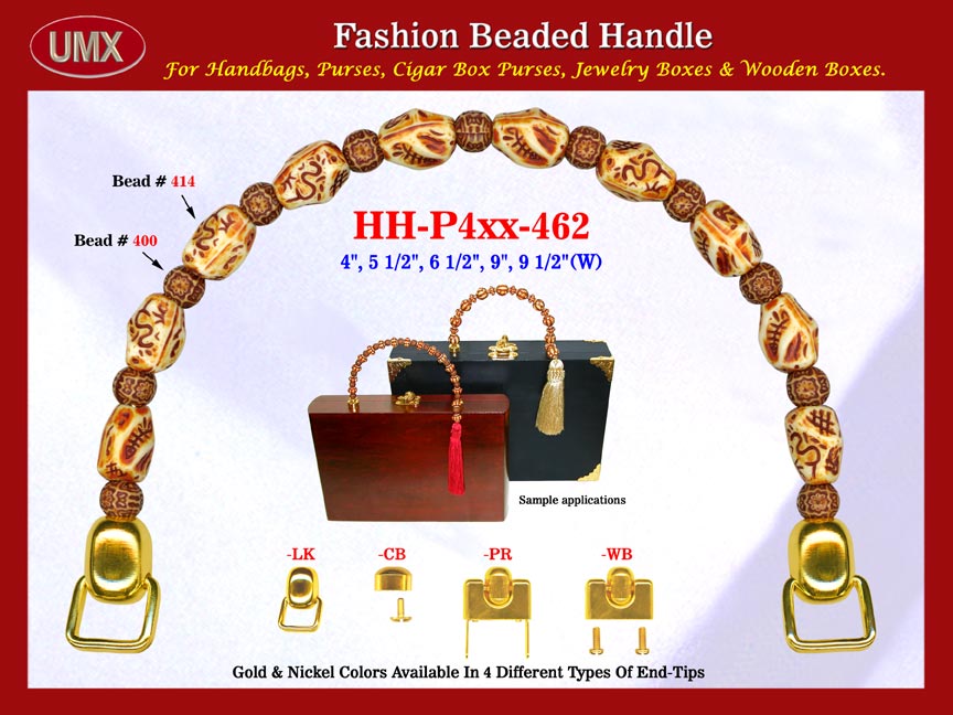 The wholesale wood jewelry boxes handles are fashioned from mixed wholesale pictorial beads and wholesale ball beads.