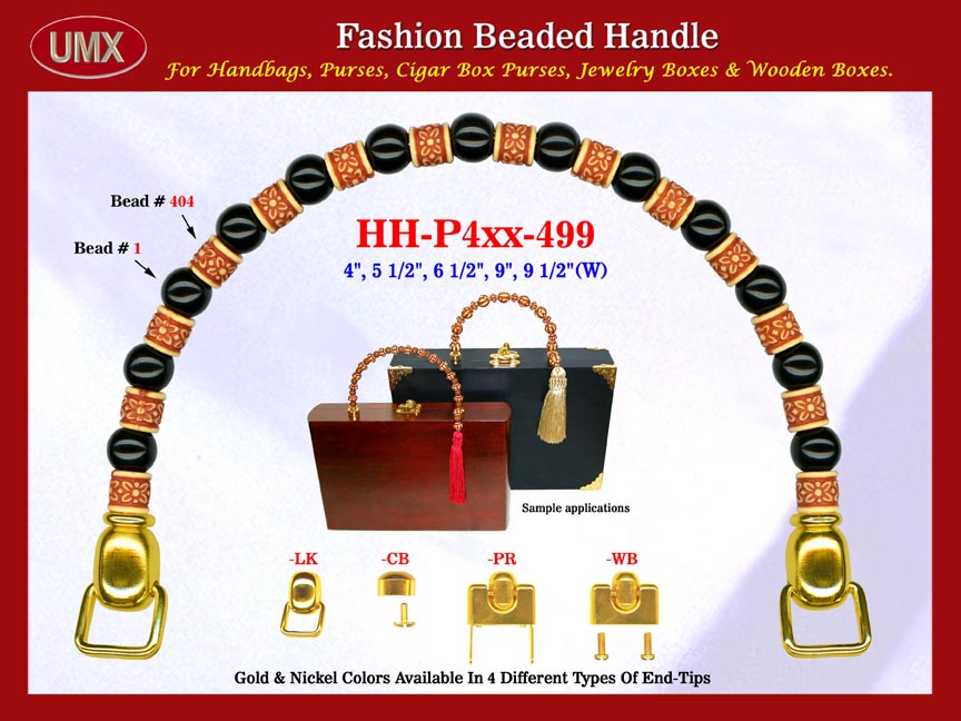 We are supplier of wholesale custom cigar box purses accessories wholesale stores. Buy online of our wholesale custom cigar box purse handles, which are fashioned from mixed wholesale black color round beads and flower Bali beads.