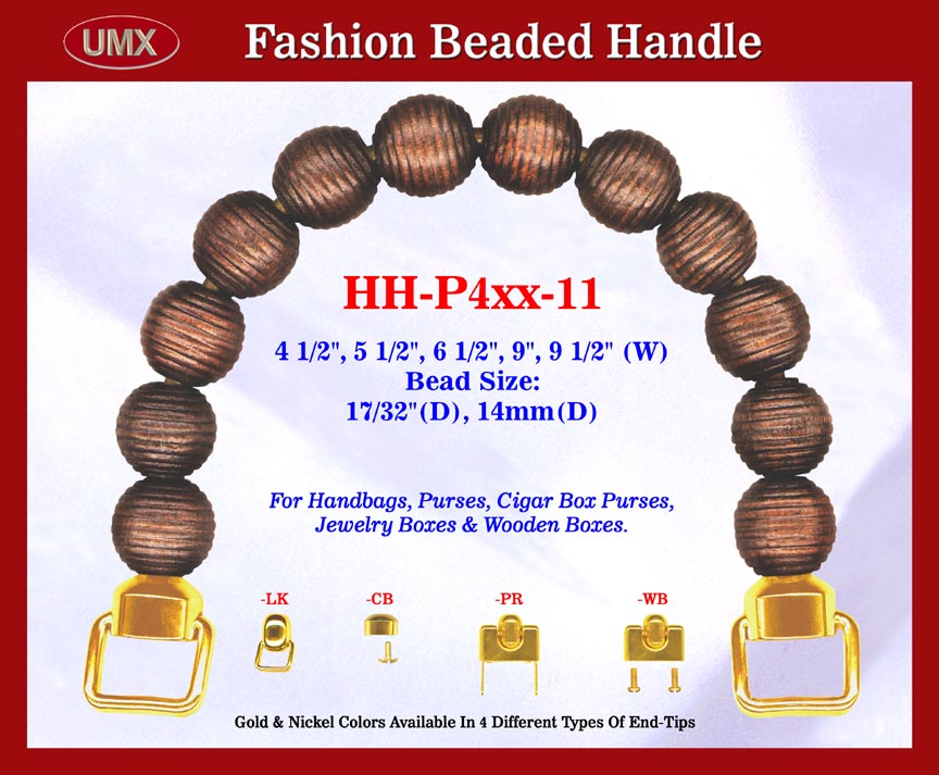HH-P4xx-11 Wood Beads Fashion Purse, Handbag, Wooden Cigar Box Purse, Cigarbox
and Engraved Jewelry Boxes Handles