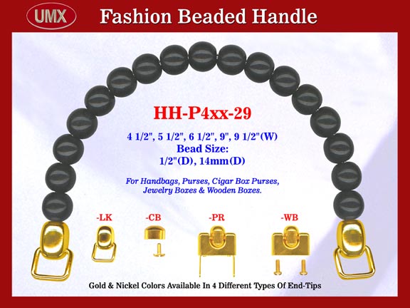 HH-P4xx-29 Stylish Beaded Purse Handle For
Wood Jewelry Box, Cigar Box Purses