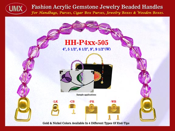 We are supplier of women's purse making hardware accessory. Our women's wholesale purse handles are fashioned from gemstone Amethyst beads - acrylic gemstone beads.