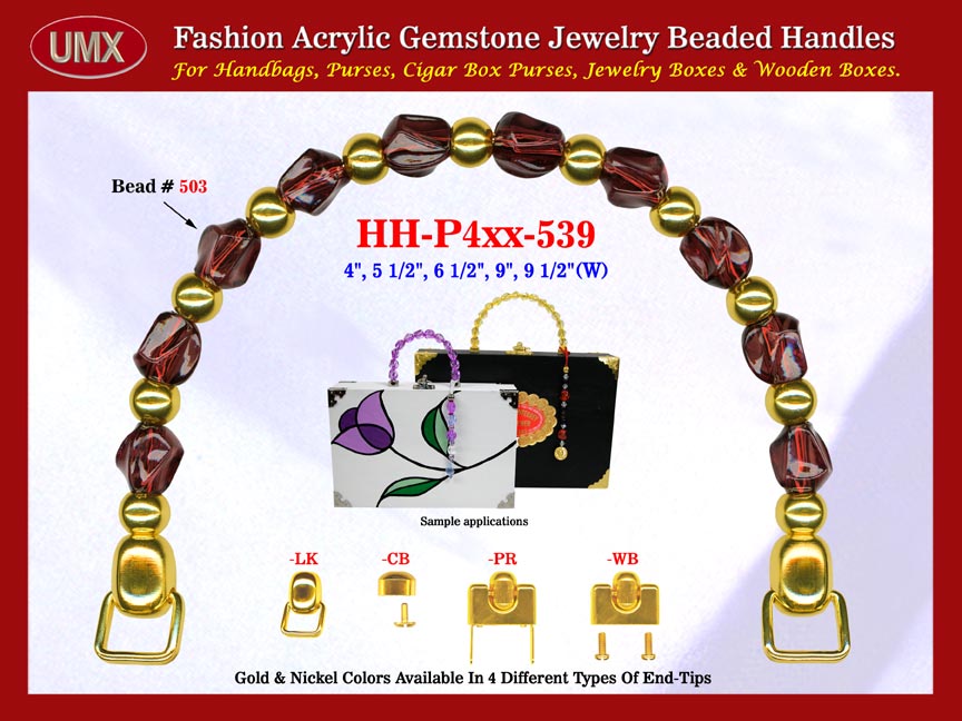 We are supplier of women's fall handbag making hardware supplies. Our wholesale women's fall handbag handles are fashioned from garnet jewelry beads - acrylic garnet beads.