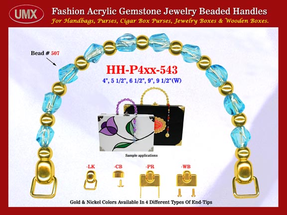 We are supplier of women's cute handbag making hardware supplies. Our wholesale women's cute handbag handles are fashioned from aquamarine jewelry beads - acrylic aquamarine beads.