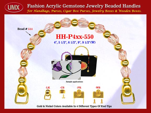 We are supplier of women's expensive handbag making hardware supplies. Our wholesale women's expensive handbag handles are fashioned from agate jewelry beads - acrylic agate beads.