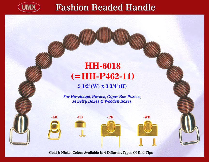 Large Picture of beaded wood handbag handle hh6018