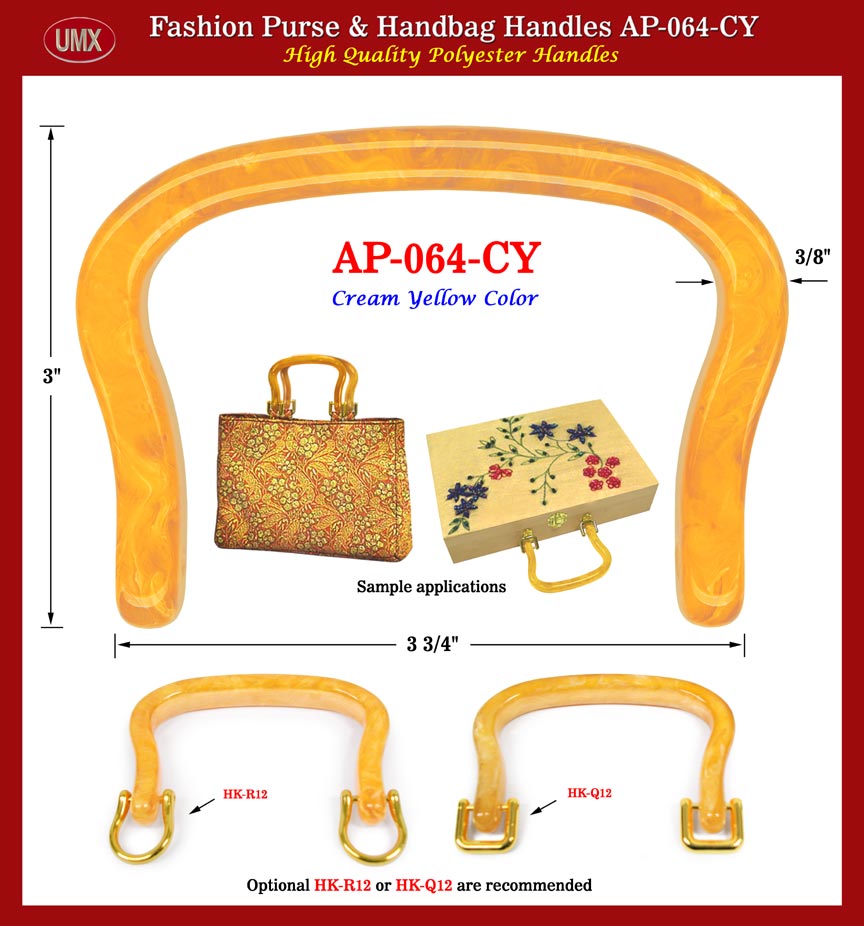 Plastic Purse, Handbag, Cigar Box, Jewelry Box and Wooden Box Handle AP-064-CY: Stylish Cream Yellow plastic handles