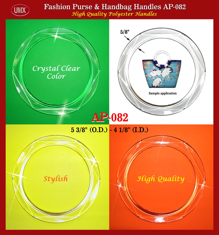 PURSE, HANDBAG HANDLE AP-082: Stylish round handle - Crystal Clear Color