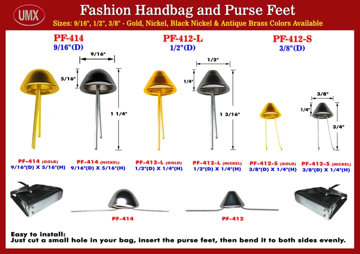 Purse Feet: Handbag Feet: Purse Hardware For Fashion Purses and