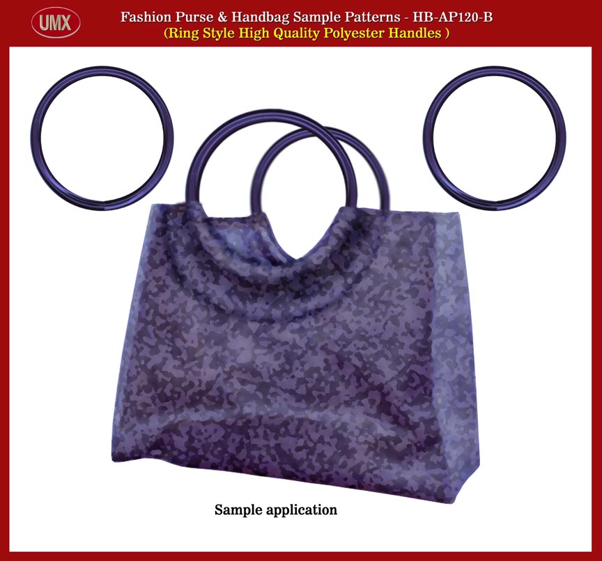 Fashion Purse and Handbag Polyester Plastic Handle Sample Patterns - Stylish
Dark Blue Color Ring Style Handles