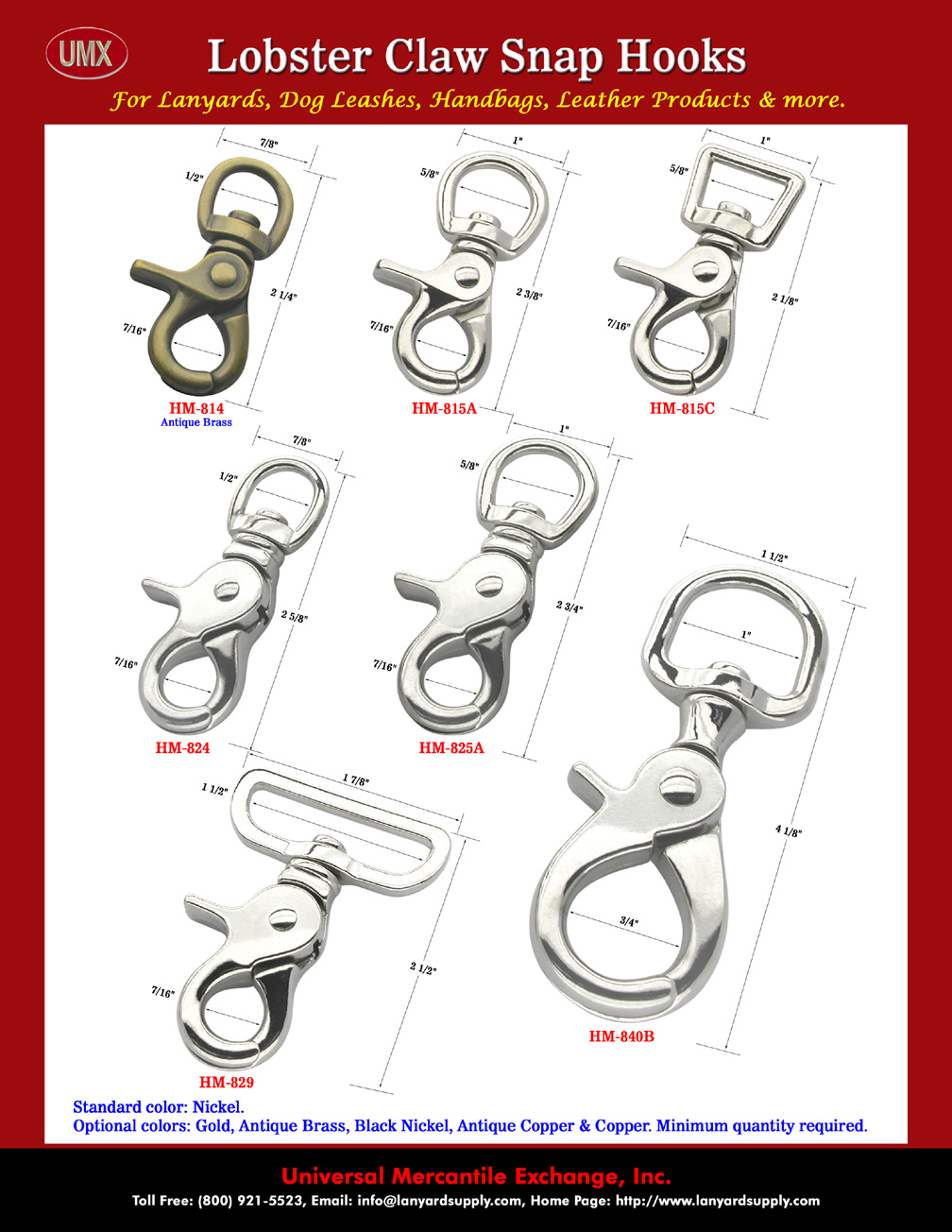 Medium to Big Size Lobster Snap Hooks - Schematic Drawing