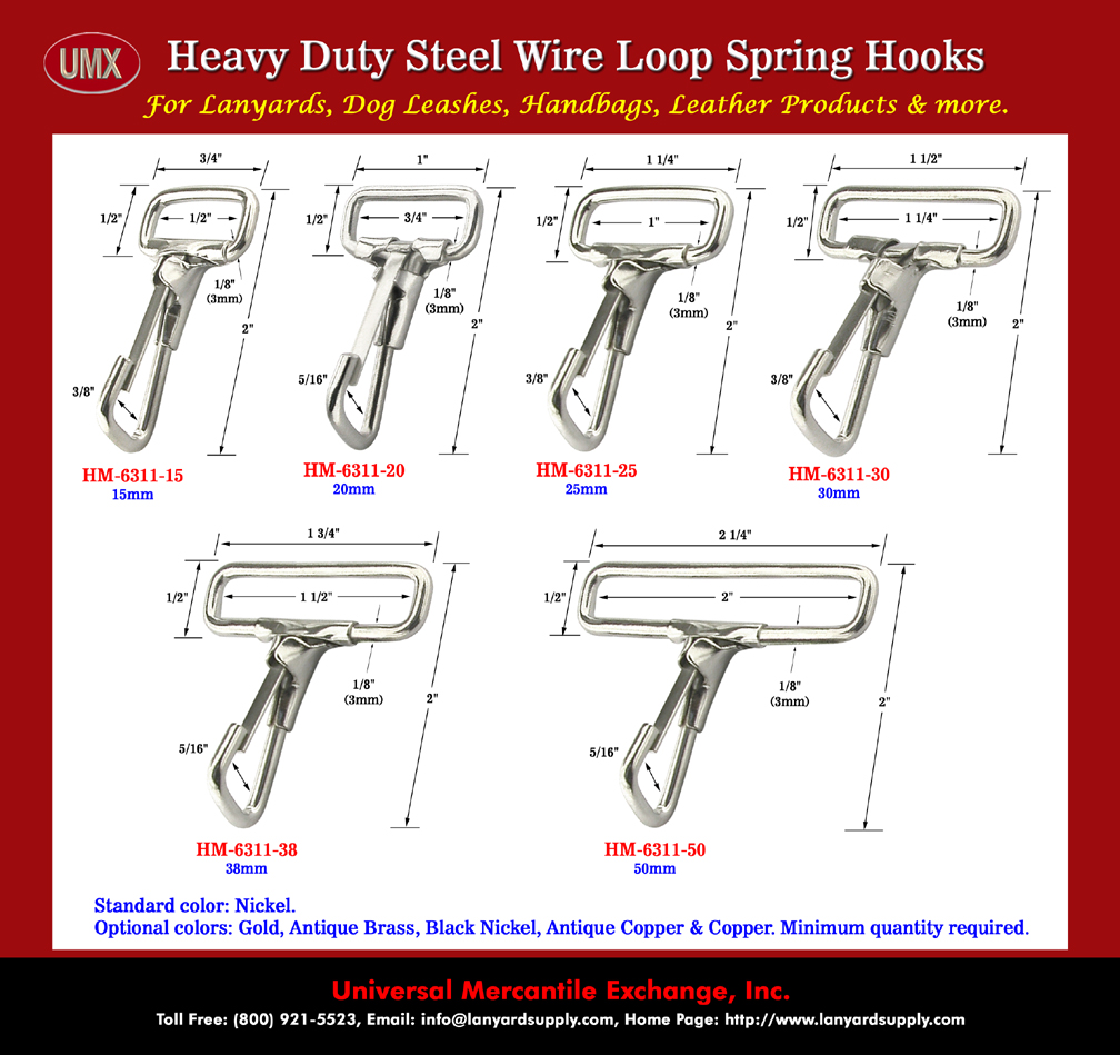 Heavy Duty Steel Wire Loop Spring Hooks - Schematic Drawing