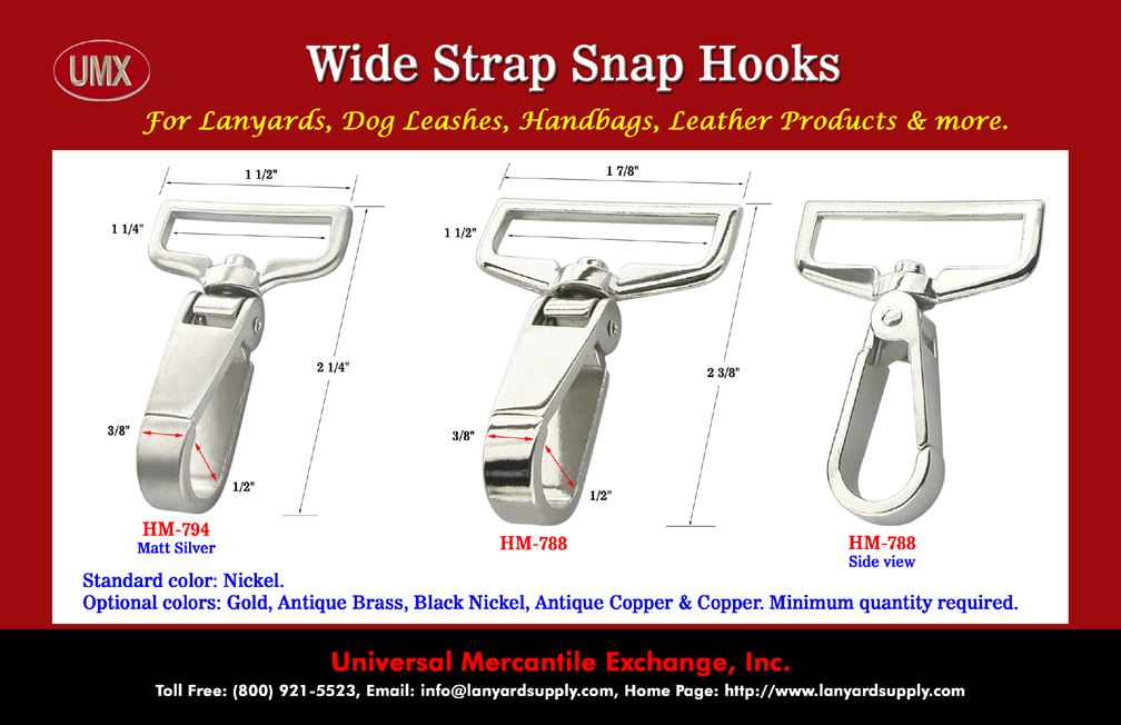 Wide Push Gate Snap Hooks - For Easy Open - Schematic Drawing