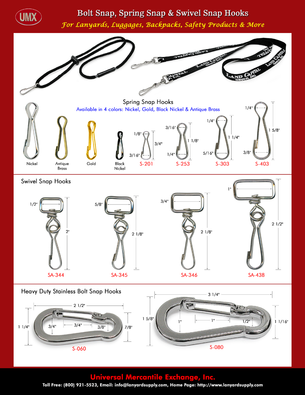 Snaps, Spring Snaps, Snap Hooks, Hooks for buckles, luggage