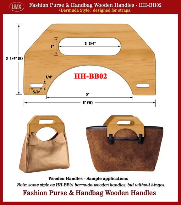 Fashion Bermuda Purse and Handbag Wooden Handle - Hand made Wood Handles
HH-BB02