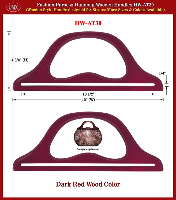 Red Wood Color Fashion Purse and Handbag Handle - Hand made Half-Ring Wooden
HW-AT30