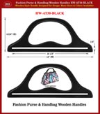 Black Color Fashion Purse and Handbag Handle - Hand made Half-Ring Wooden
