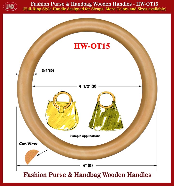 Fashion Purse and Handbag Wooden Handle - HW-OT15