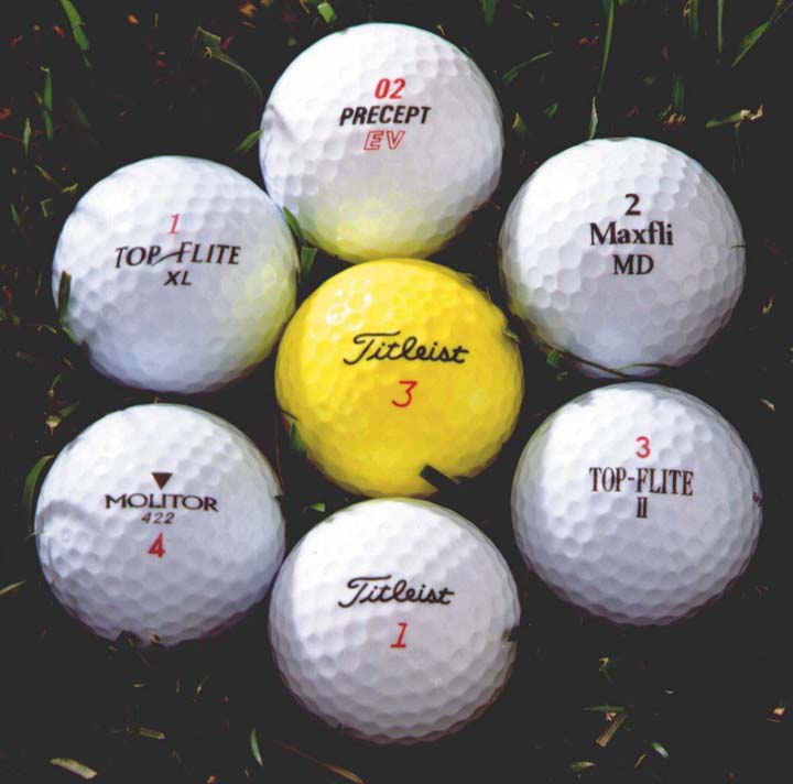 Grade A recycled, used golf balls