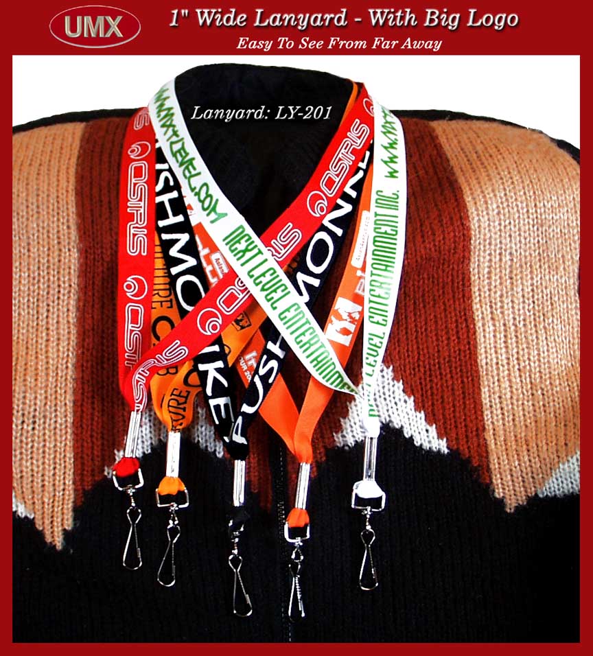 Logo Lanyard: 1 inch Wide Webbing, Big Logo Lanyard to Promote Your Company