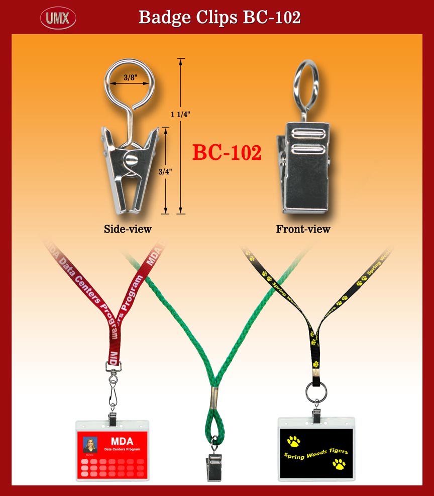 Metal ID Holder Clips, Swivel Badge Clips Supplies - BC-102.
