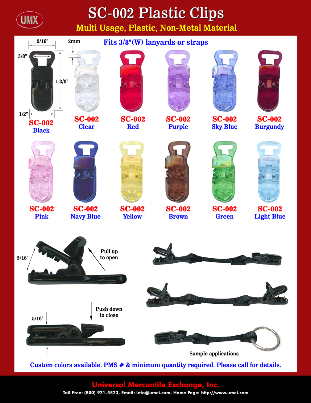 Unique Designed Plastic Clips With Fastening Head For 3/8 Flat Fabric  Lanyard Straps