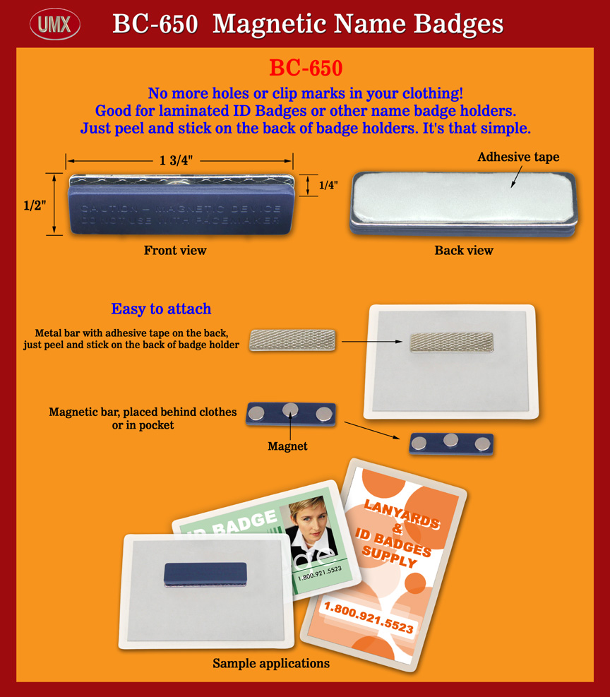 Adhesive Magnetic Badge Holder with Magnet and Adhesive Tapes