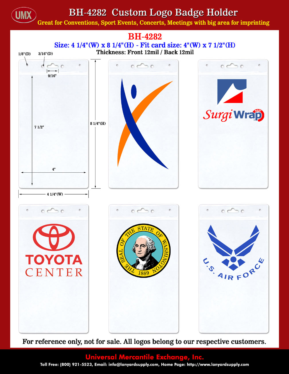 Credit Card Size Vertical ID Holder Great For Company Logo Imprinting. 