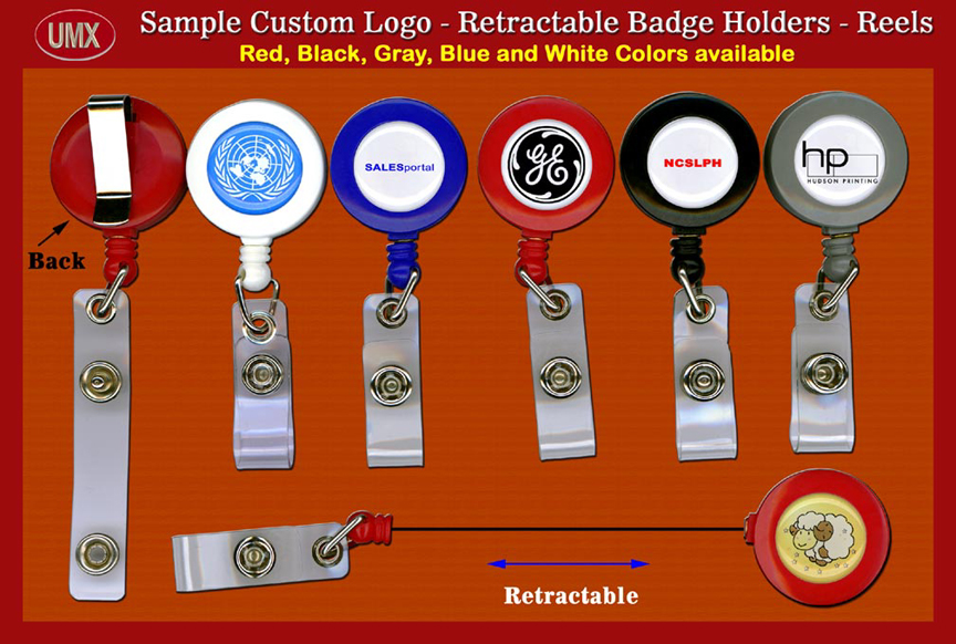 The following sample badge reels printed with United Nation, SALESportal, GE, NCSLPH, and hp logos with outstanding artworks.