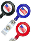 American Flag Retractable ID Holders with ID Holder Straps