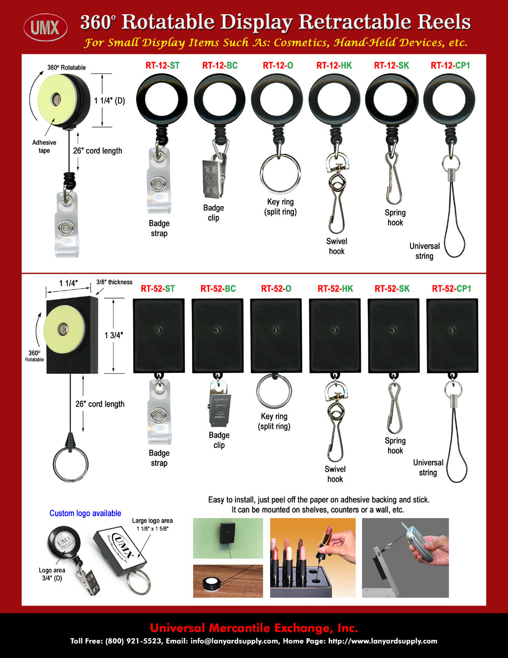 Adhesive Retractable Reels For Display Units - Adhesive Tapes Included