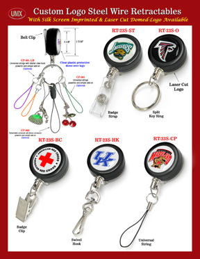 Laser Cut Custom Logo Retractable Badge Reels/Holders/Clips/Keychains