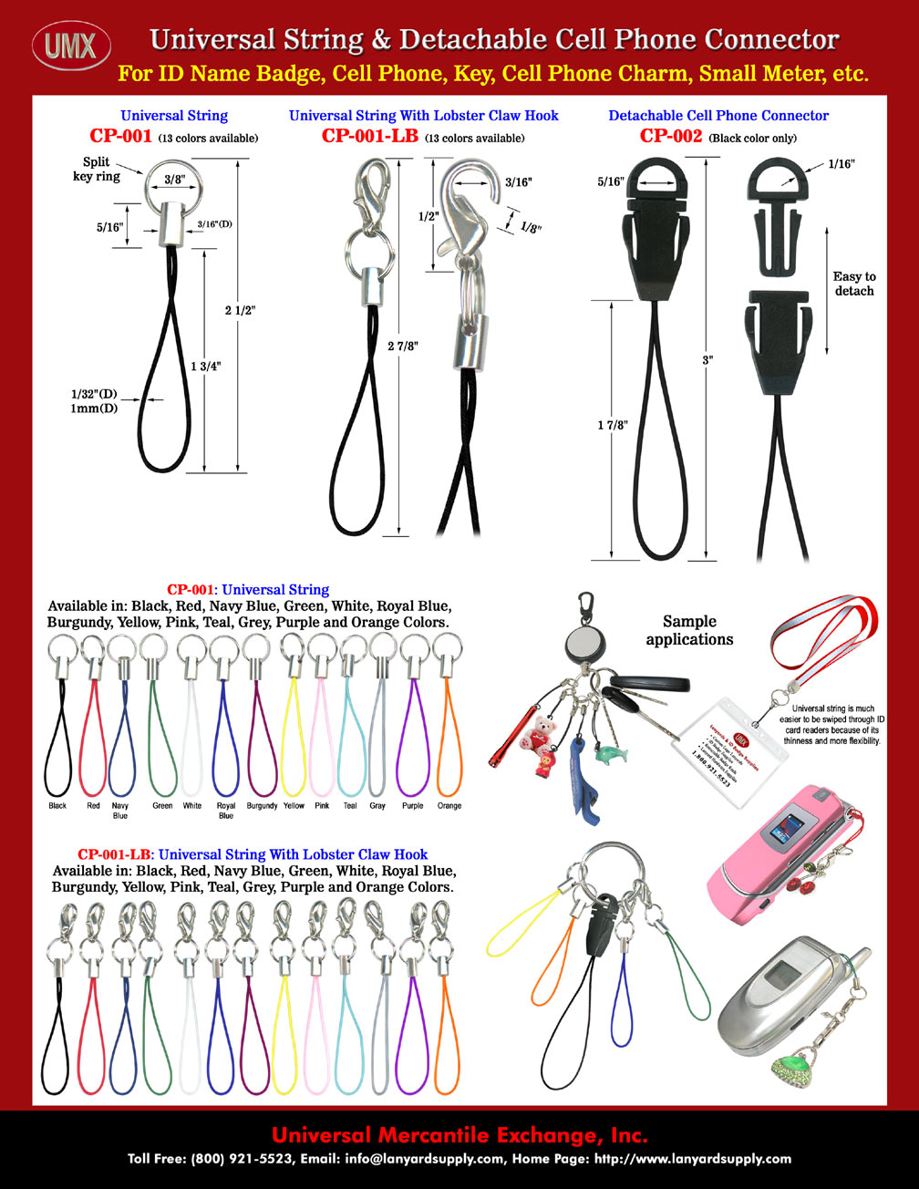 Retractable Reels With Universal Cell Phone Strings 