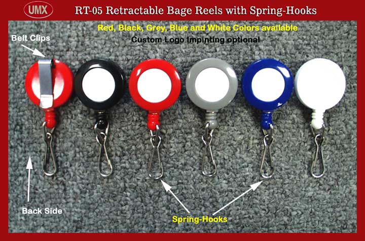 Retractable spring hook reels come with spring hooks on the bottom side of reels.