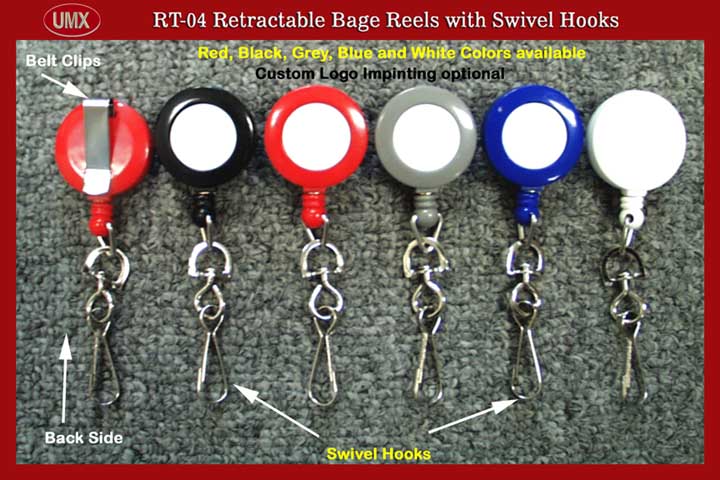 Retractable swivel hook reels come with swivel hooks on the bottom side of reels.