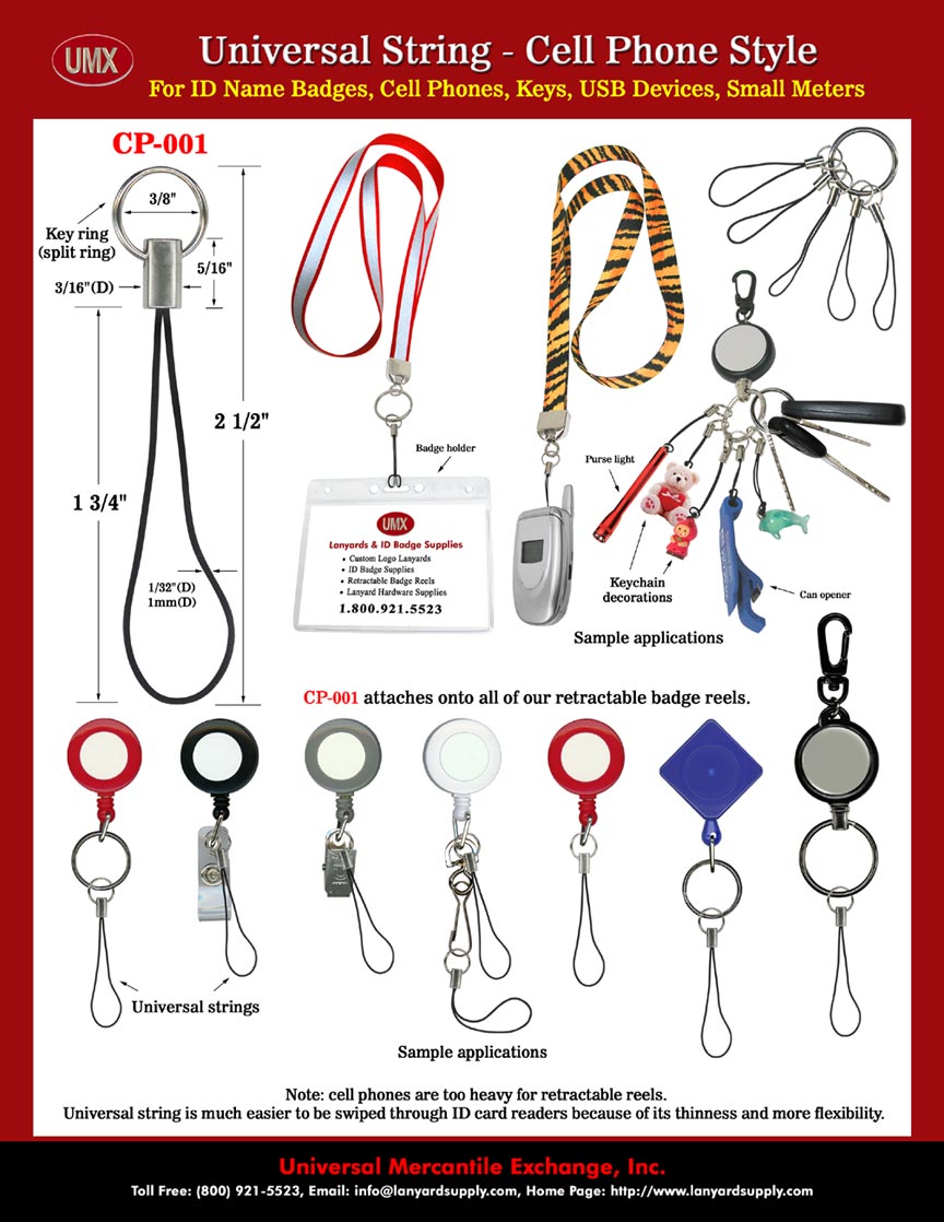 Universal Strings: For ID Name Badge Lanyards and Retractable Reels.