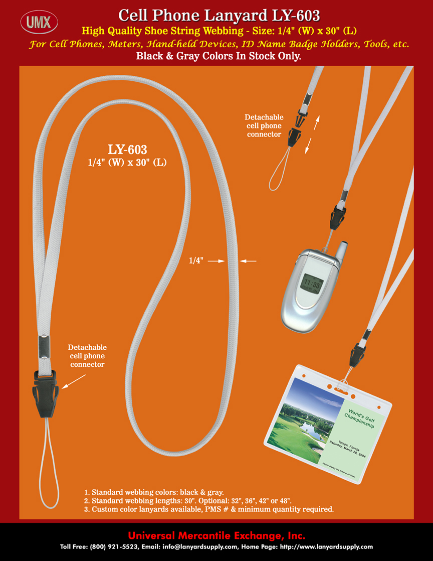 Detachable and Quick Release Cell Phone Lanyards.