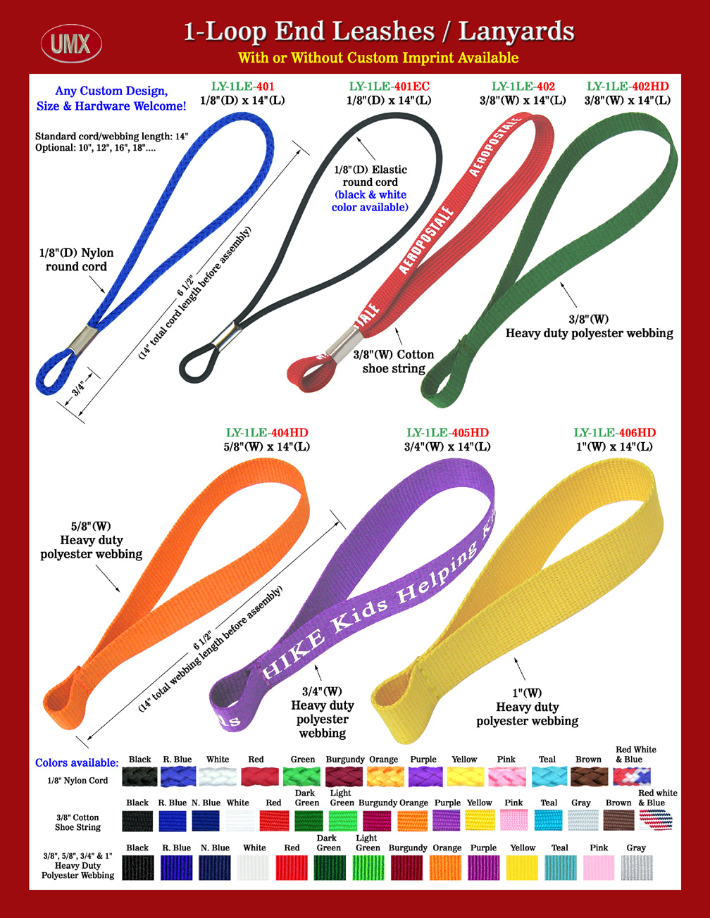 The main application of one end loop lanyards are using is the small loop-end to hang-on a variety of different devices, like hanging simple tools, displays, devices, meters, furniture accessories, luggage accessories, computer parts and more.