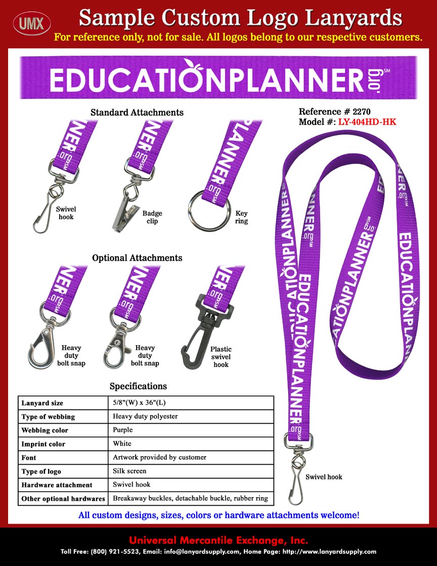 5/8" Custom Printed Lanyards: EDUCATIONPLANNER Career and College Planning: American Education Services - AES Lanyards.