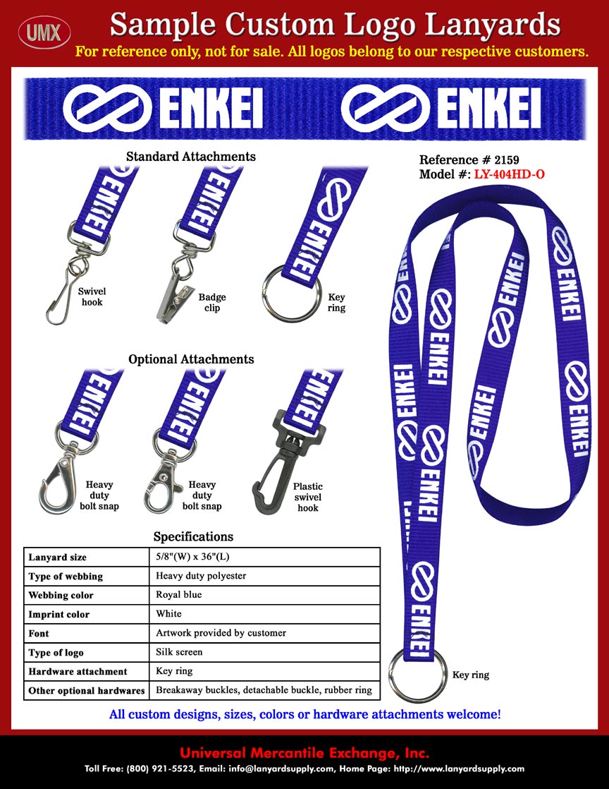 5/8" Custom Printed: Enkei - Motorcycle and Automobile Wheels Manufacturing Company For High Speed Racing Car Lanyards.