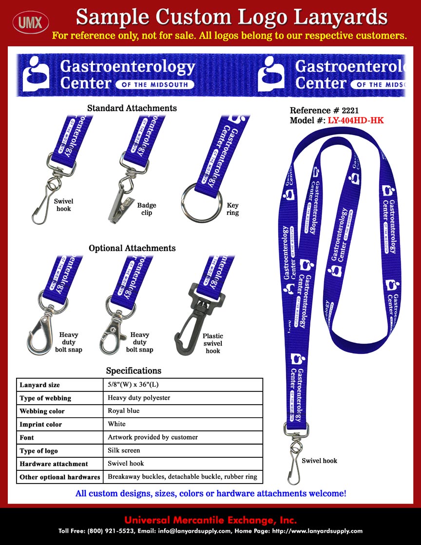 /8" Custom Printed: Gastroenterology Center of The Midsouth Lanyards.