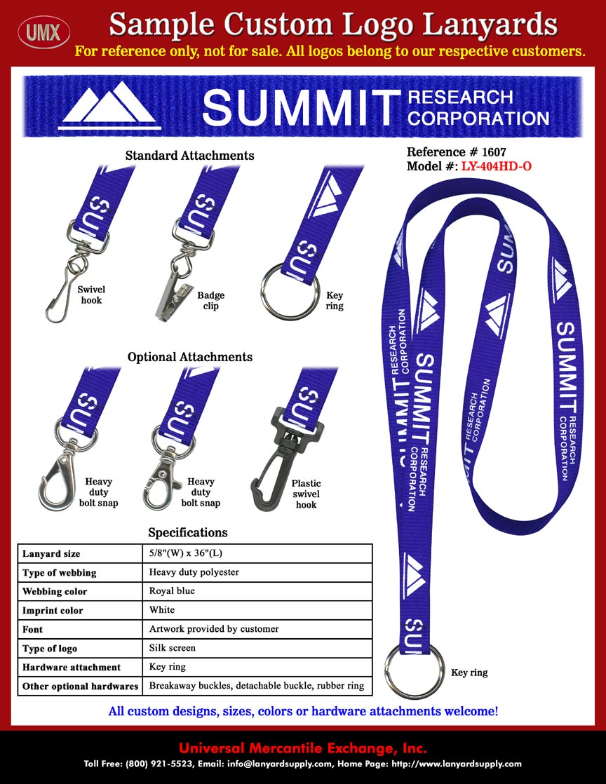 5/8" Custom Imprinted: Summit Research Corporation (Digital Fusion) - Modeling Simulation and Engineering Analysis Company Lanyards.
