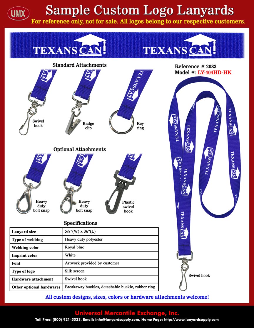 5/8" Custom Printed Lanyards: TEXANS CAN! A Non-Profit Organization Operating Public Charter High Schools Throughout The Country.