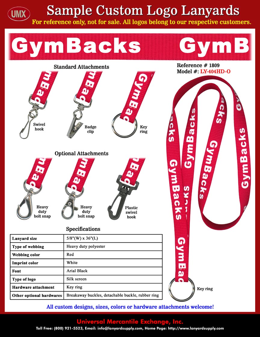 5/8" Custom Printed University of Arkansas Gymnastics Team - Gymbacks Lanyards.