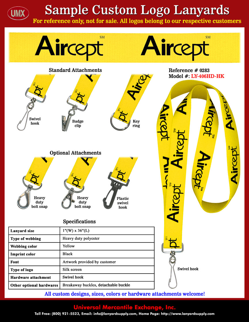 1" Printed Custom Aircept - The Leading Developer, Manufacturer and Service Provider of Global Positioning Satellite (GPS) Marketplace Lanyards.