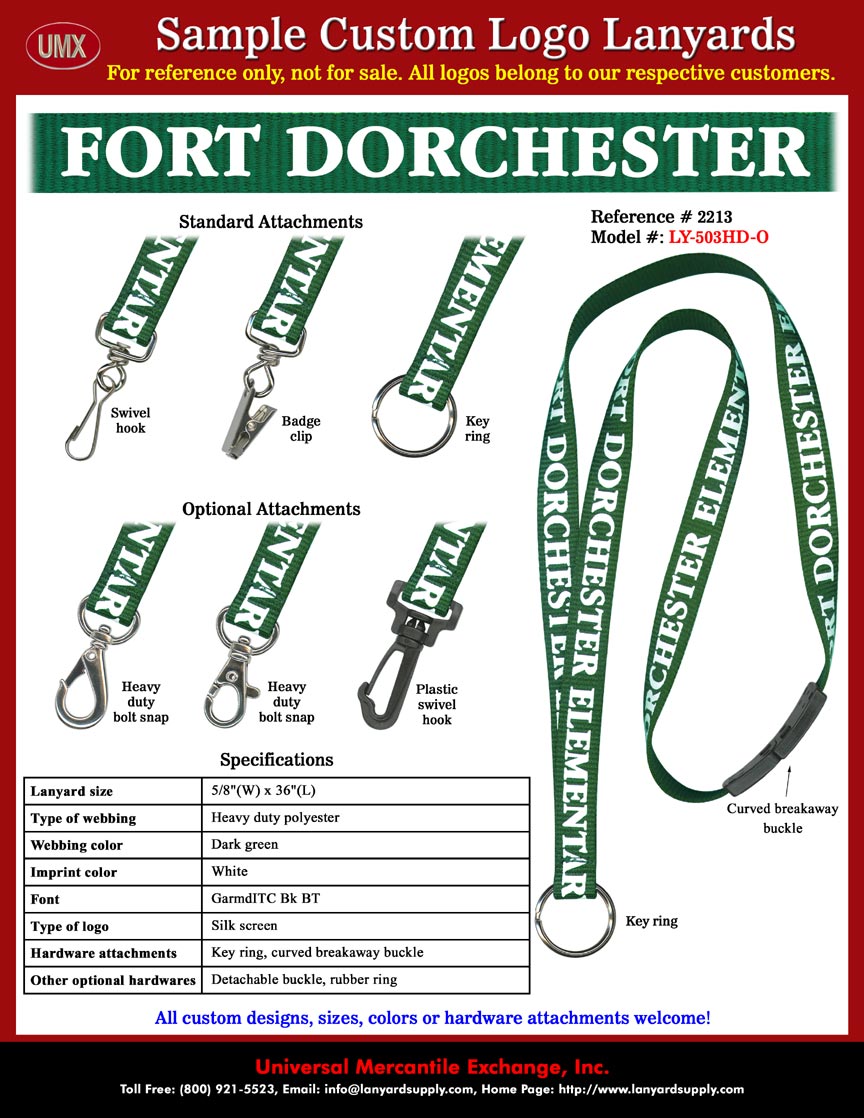 5/8" Fort Dorchester Elementary School Safety Badge Holder Lanyards.