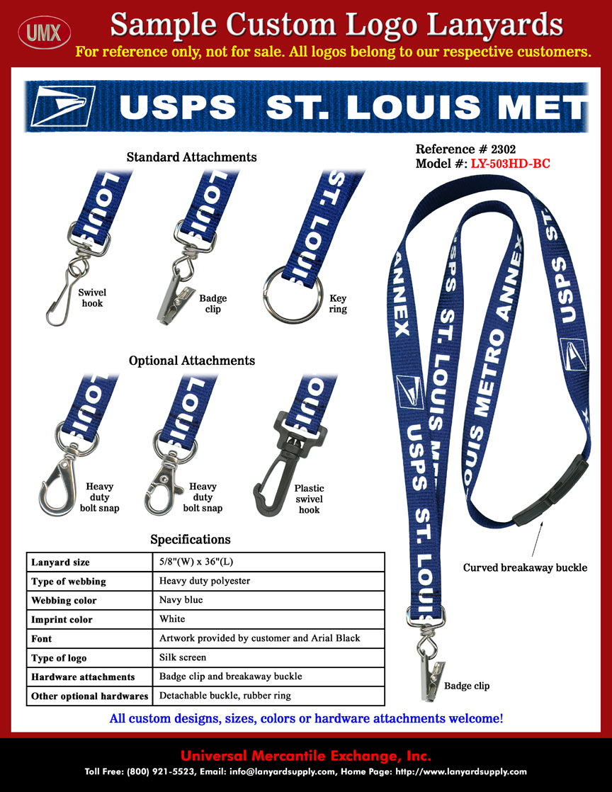 5/8" Custom Printed Safety Lanyards: Prestige Assisted Living At Chico Lanyards - Royal Blue Color Lanyard Straps With White Color Logo Imprinted Safety Breakaway Lanyards.